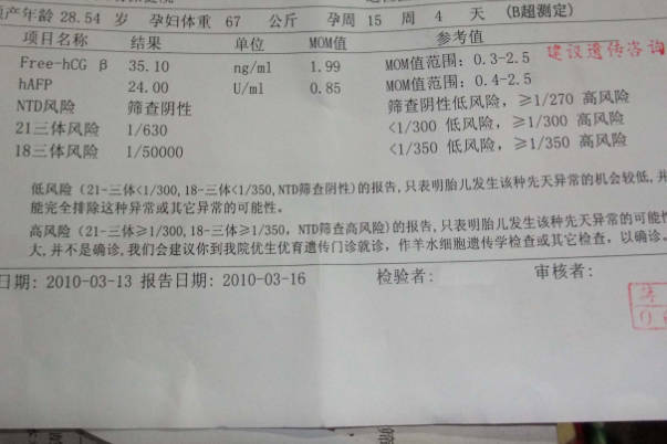 唐氏筛查三个数值参考范围分享，颈部透明带在2.5以下